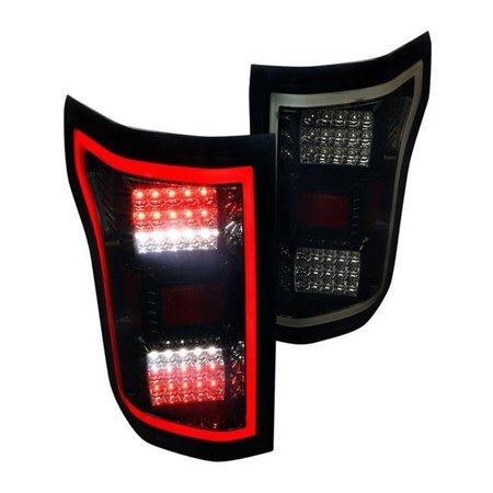 SPEC D TUNING Spec D Tuning LT-F15018BBLED-TM Glossy Black Housing Tail Light with Smoke Lens for 2018-2020 Ford F-150 LT-F15018BBLED-TM